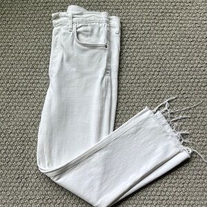 Agolde Riley High Rise Straight Cut Jeans with Frayed Hem